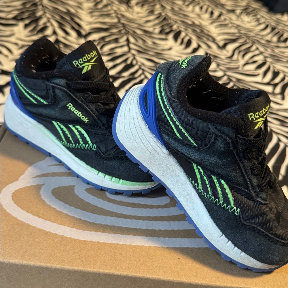 Reebok Black and Neon Green Athletic Shoes